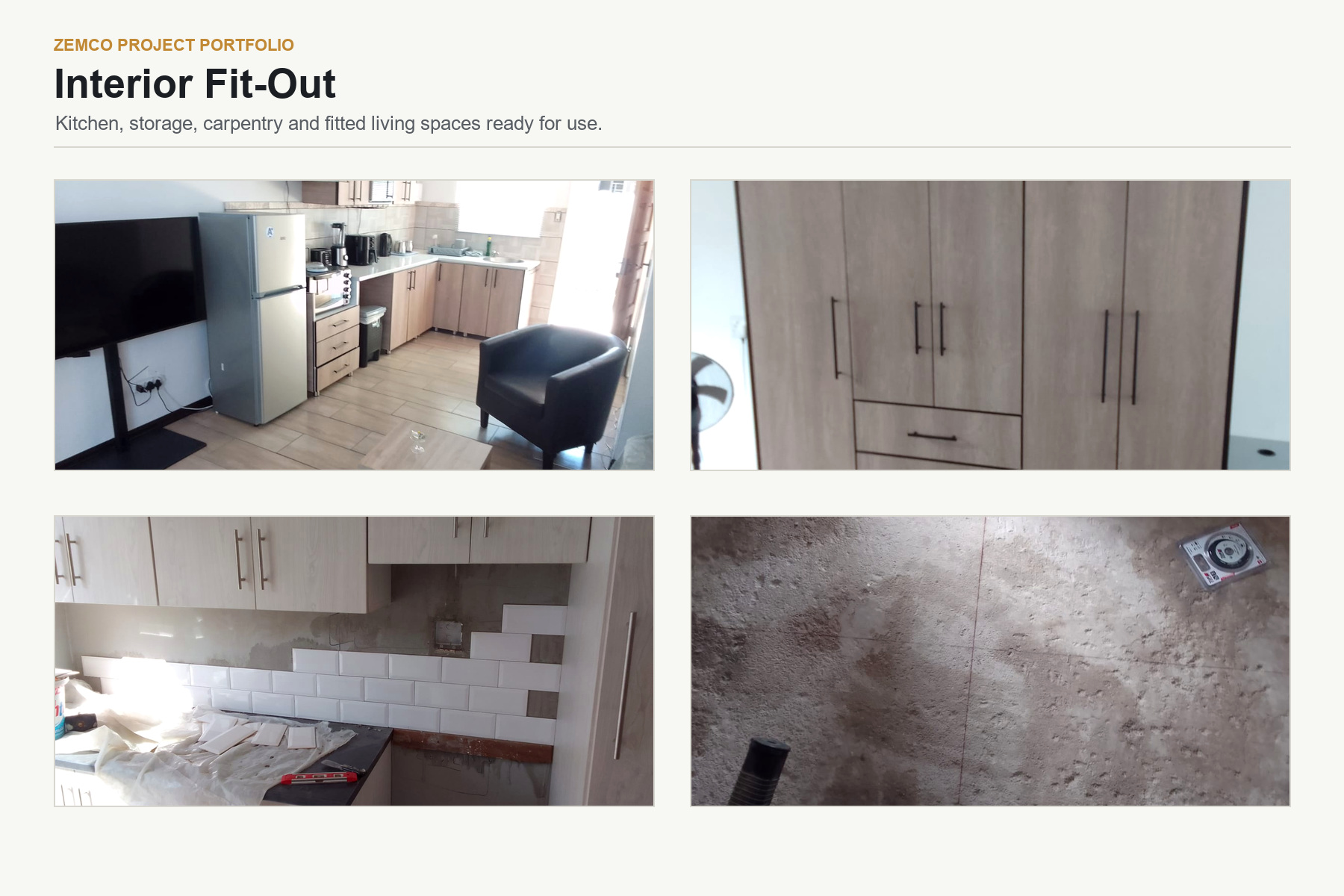 Interior fit-out collage for Zemco student accommodation project